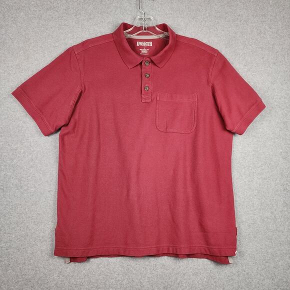 Duluth Trading Men's No Polo Shirt Short Sleeve w Pocket Relaxed Red Lrg Cotton - Picture 2 of 12